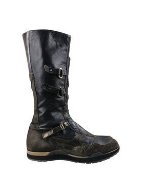 Cesare P. Women's Size 37 Dark Brown Leather Side Zip Knee High Boots Italy READ